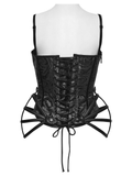 Black Gothic Lace-Up Corset with Rose Jacquard Fabric