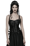 Black Gothic Lace-Up Corset with Rose Jacquard Fabric