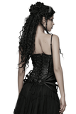 Black Gothic Lace-Up Corset with Rose Jacquard Fabric