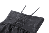 Black Gothic Lace-Up Dress with Ruffles and Asymmetrical Hem