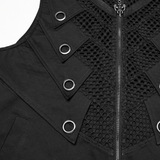 Black Gothic Mesh Vest with Metal Eyelet Detailing
