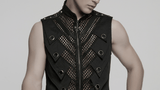 Black Gothic Mesh Vest with Metal Eyelet Detailing