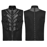 Black Gothic Mesh Vest with Metal Eyelet Detailing