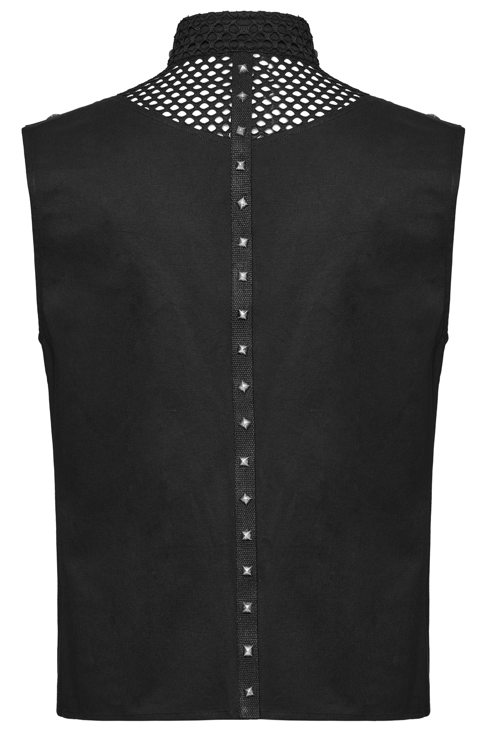 Black Gothic Mesh Vest with Metal Eyelet Detailing