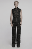 Black Gothic Mesh Vest with Metal Eyelet Detailing