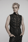 Black Gothic Mesh Vest with Metal Eyelet Detailing