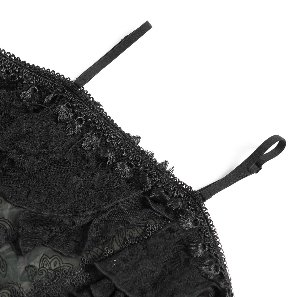 Black Gothic Off Shoulder Lace Top with Bell Sleeves