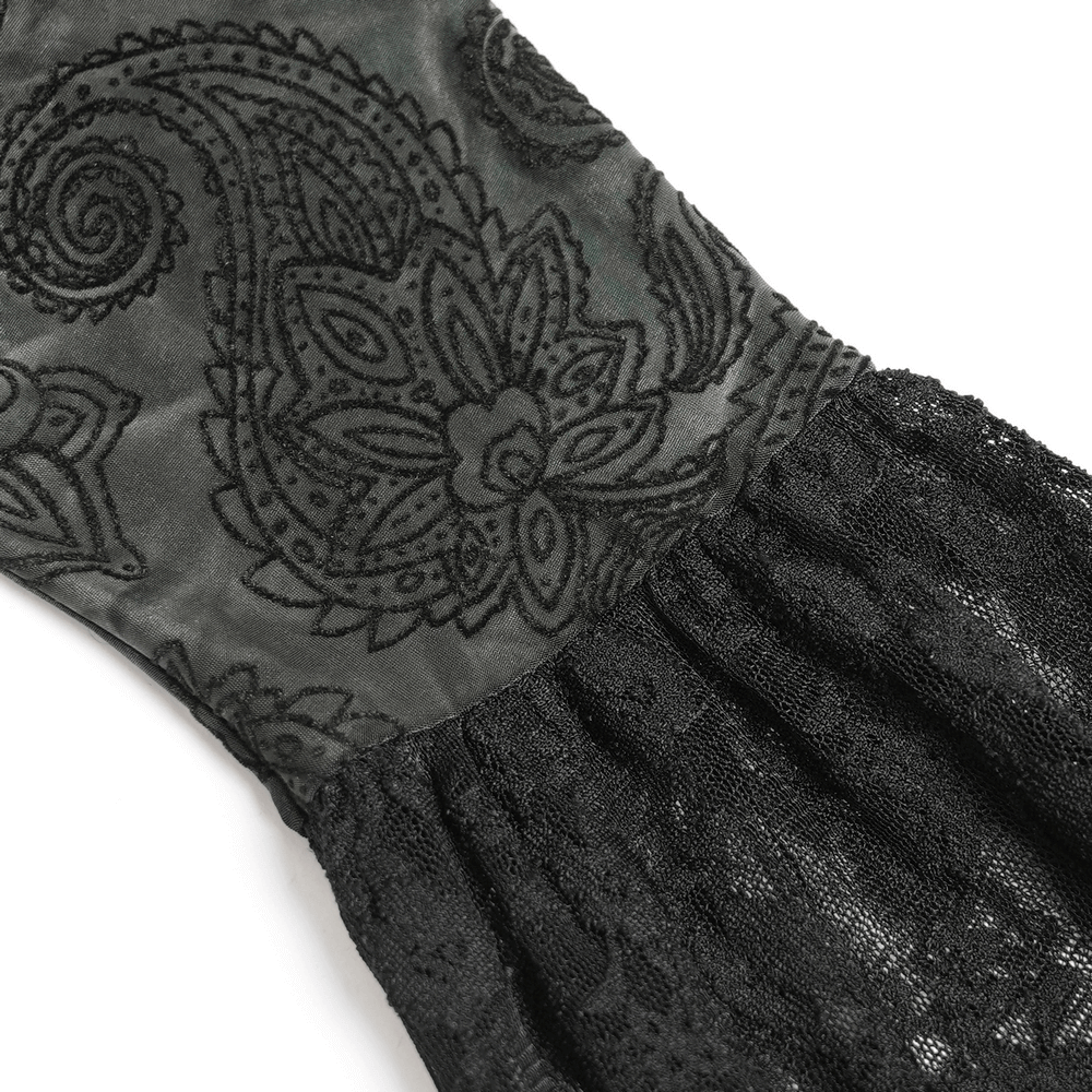 Black Gothic Off Shoulder Lace Top with Bell Sleeves