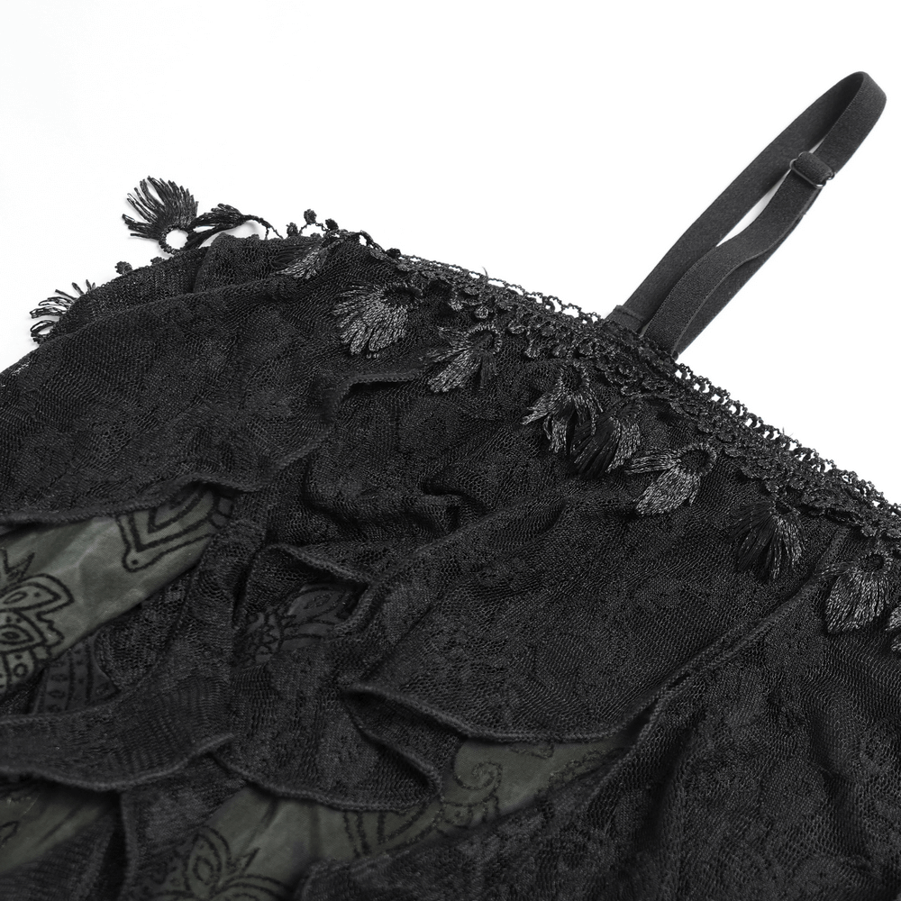 Black Gothic Off Shoulder Lace Top with Bell Sleeves