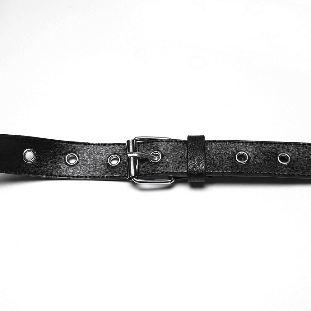 Black Gothic PU Leather Leg Harness with Skull Studs