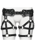 Black Gothic PU Leather Leg Harness with Skull Studs