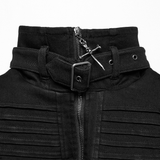 Black Gothic Punk Shoulder Cape with Denim and High Collar