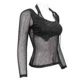 Black Gothic Top for Women with O-Neck and Strap