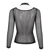 Black Gothic Top for Women with O-Neck and Strap