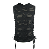 Black Hooded Torn Tank / Men's Gothic Fitted Tanks