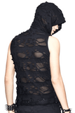 Black Hooded Torn Tank / Men's Gothic Fitted Tanks