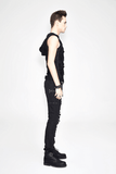Black Hooded Torn Tank / Men's Gothic Fitted Tanks