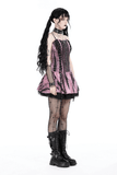Black Lace Corset Dress with Pink Tie Dye Accents for Women