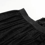 Black Lace Corset Dress with Rose Detail and Flowing Skirt