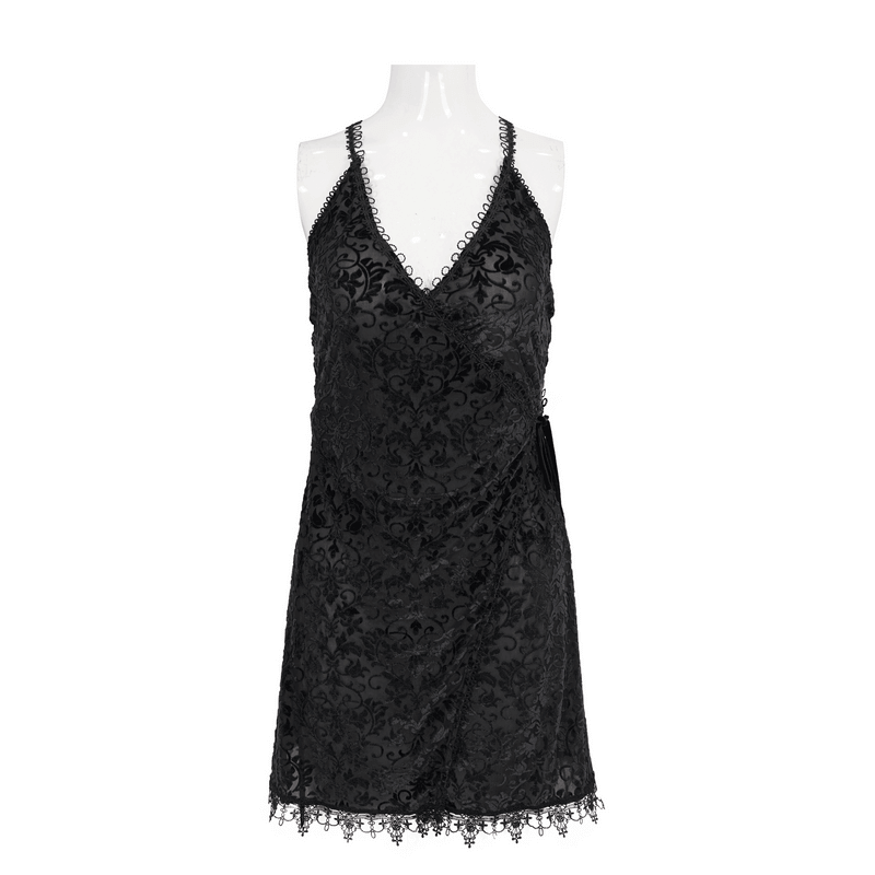 Black Lace Deep V-Neck Dress: Gothic Style for You