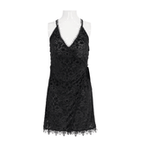 Black Lace Deep V-Neck Dress: Gothic Style for You