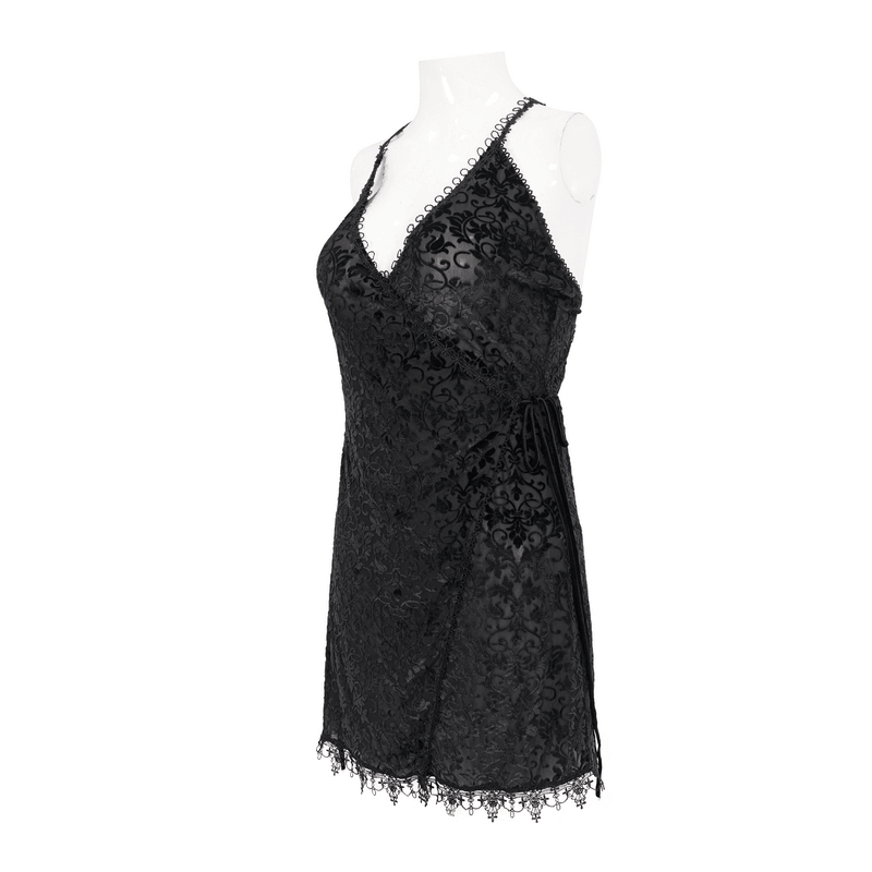 Black Lace Deep V-Neck Dress: Gothic Style for You