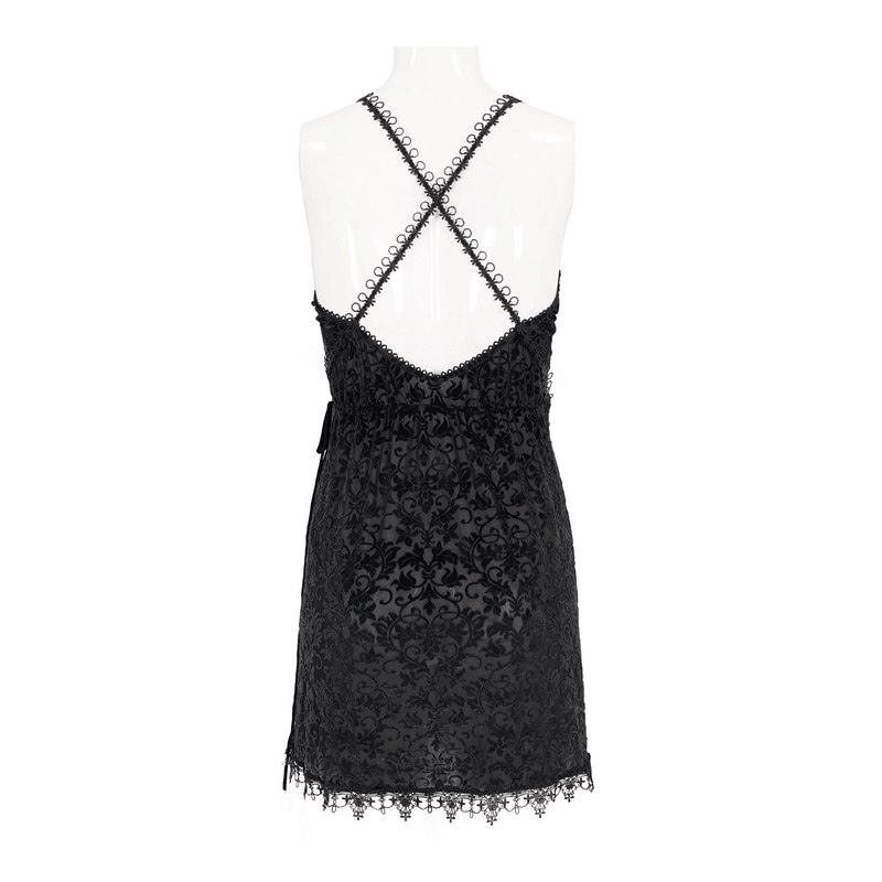 Black Lace Deep V-Neck Dress: Gothic Style for You
