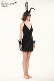 Black Lace Deep V-Neck Dress: Gothic Style for You