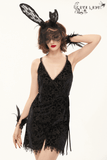 Black Lace Deep V-Neck Dress: Gothic Style for You