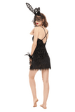 Black Lace Deep V-Neck Dress: Gothic Style for You