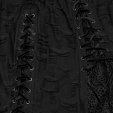 Black Lace Dress with Asymmetrical Hem and Metal Eyelets