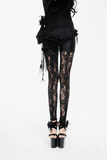 Black Lace Flower Leggings: Steampunk Chic for Women's