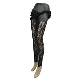 Black Lace Flower Leggings: Steampunk Chic for Women's