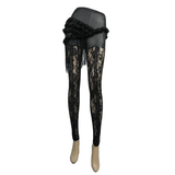 Black Lace Flower Leggings: Steampunk Chic for Women's
