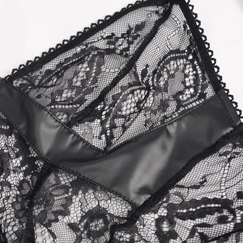 Black Lace Two-Piece Lingerie: Gothic Sexy Transparent Set