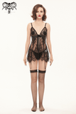 Black Lace Two-Piece Lingerie: Gothic Sexy Transparent Set