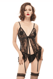 Black Lace Two-Piece Lingerie: Gothic Sexy Transparent Set
