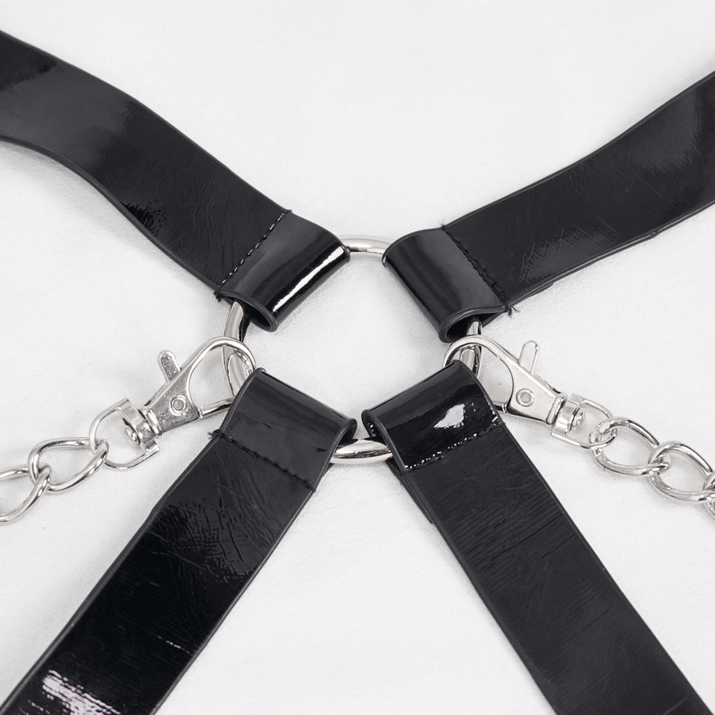 Black Lingerie Set: Body Harness with Chain and Pentagram