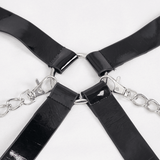 Black Lingerie Set: Body Harness with Chain and Pentagram