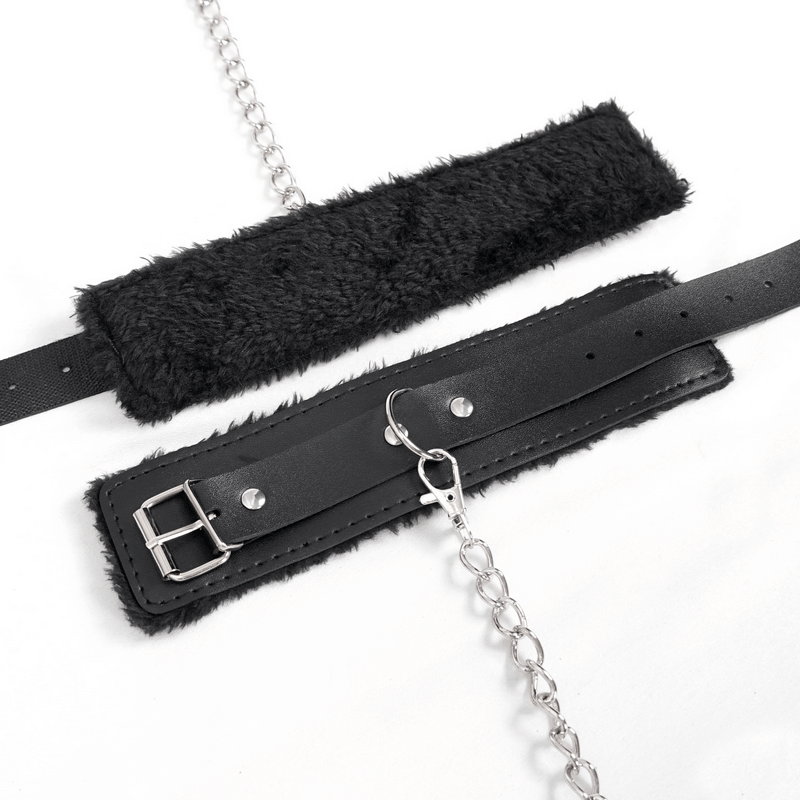 Black Lingerie Set: Body Harness with Chain and Pentagram