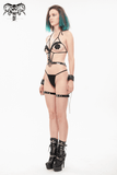 Black Lingerie Set: Body Harness with Chain and Pentagram