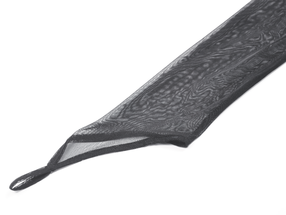 Black Mesh Bodysuit with Long Sleeves and Attached Hood