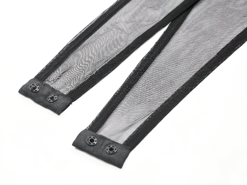 Black Mesh Bodysuit with Long Sleeves and Attached Hood