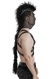 Black Mesh Hood with Mohawk Ponytail for an Edgy Look