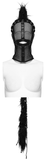 Black Mesh Hood with Mohawk Ponytail for an Edgy Look