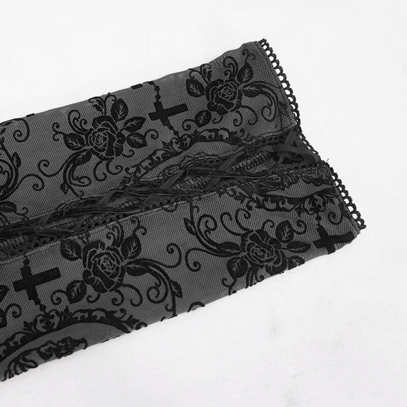 Black Mesh Leggings: Lace-Up / Gothic High-Waist Leggings
