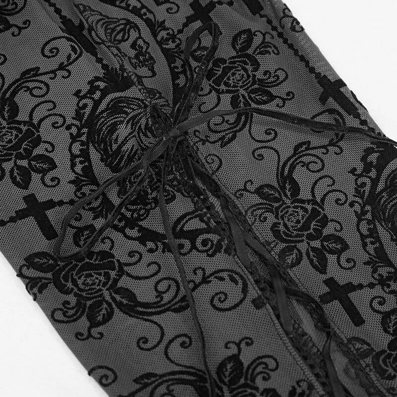 Black Mesh Leggings: Lace-Up / Gothic High-Waist Leggings