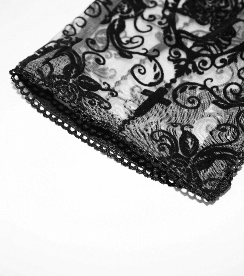 Black Mesh Leggings: Lace-Up / Gothic High-Waist Leggings