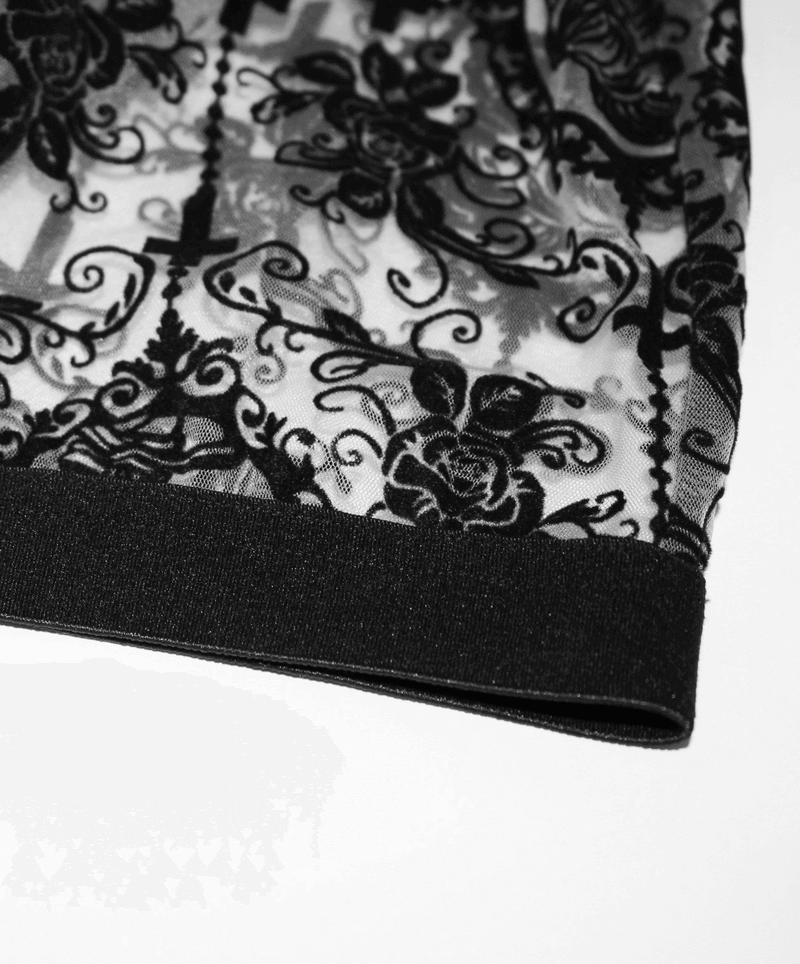 Black Mesh Leggings: Lace-Up / Gothic High-Waist Leggings