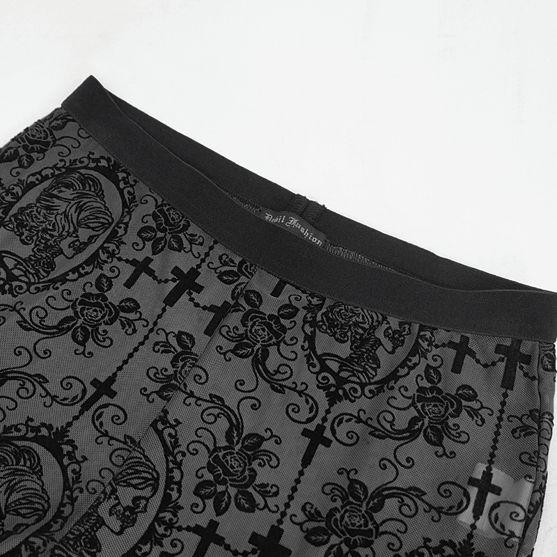 Black Mesh Leggings: Lace-Up / Gothic High-Waist Leggings